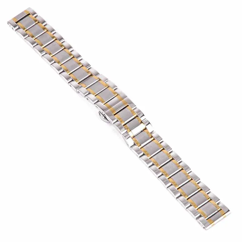 Shellhard New High Quality Silver Black Rose Gold Watchband Stainless Steel Butterfly Clasp Buckle Straight End Watch Band Strap