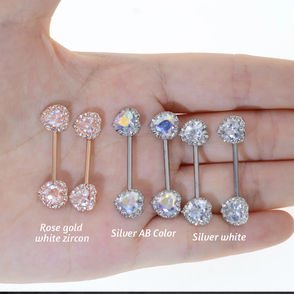 1Pair New Clear Zircon Heart Nipple Rings Cover Piercing Body Jewelry Nipple Bar Ring Barbell Nipple Pircing Mamilo Sexy Women - Image 6