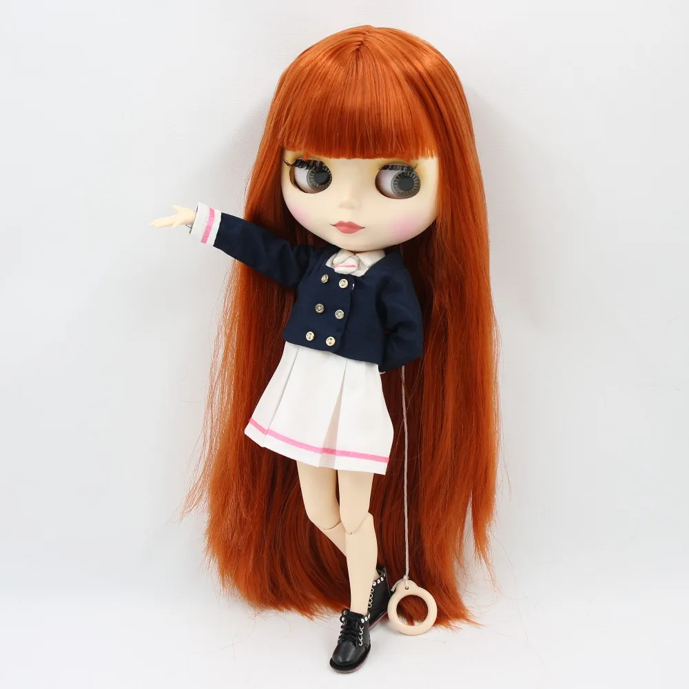 ICY DBS Blyth Doll 1/6 bjd toy 30cm red brown Hair white skin joint body matte face girl gift ob24 anime doll 3