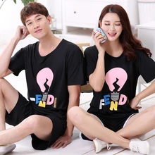 New Relaxfeel cartoon couple Sleep Lounge short pajamas for women and men Pajama Sets lovers sleepwear plus size 2XL 3XL