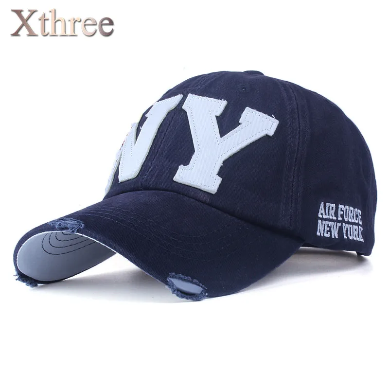 Xthree унисекс Модная хлопковая бейсболка snapback шляпа для мужчин и женщин Солнцезащитная шляпа bone gorras ny с вышивкой Весенняя Кепка - Цвет: F2 NAVY