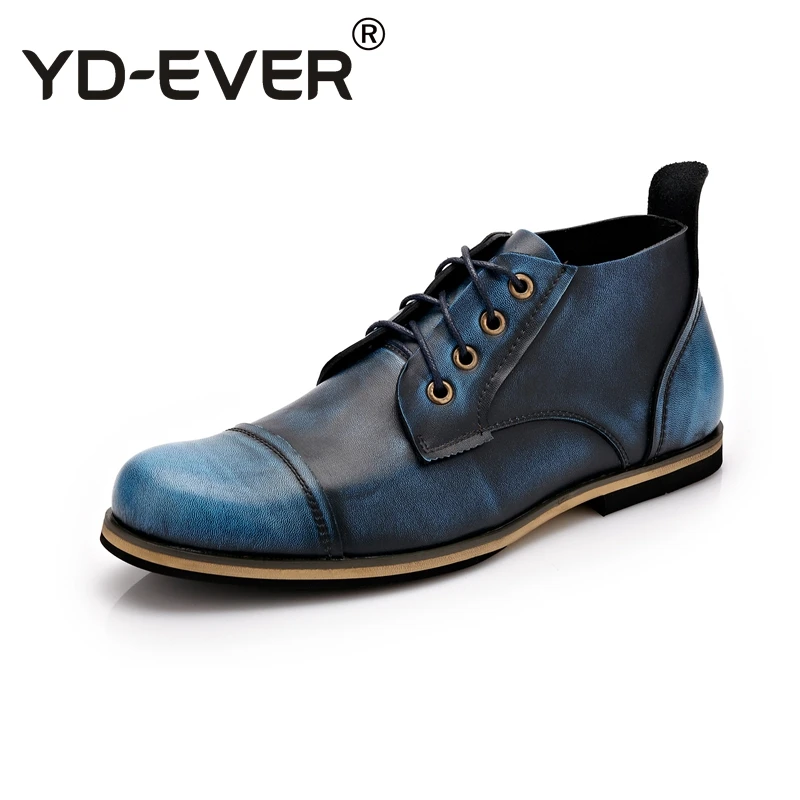 Vantagem Blue Lace Grande Retro brown Tamanho Sapatos ever Ankle Quality Boots up Casuais De Homens red Couro Genuíno Yd Top Vaca black Botas Moda U8Rwwq