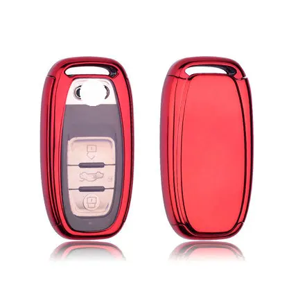 red TPU+PC Car Key Case Protective Cover Bag Fit For AUDI A4L A6L A5 A7 A8 Q5 Q7 S5 S6 S7 S8 Car Key Cover Keychain Accessories - Название цвета: red