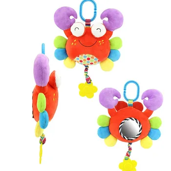 

Crab/Owl Rattles Plush Baby Toys Food-graded BPA Teether Toys Distorting Mirror Baby Hanging Strollers Bell Ring Toys Gift