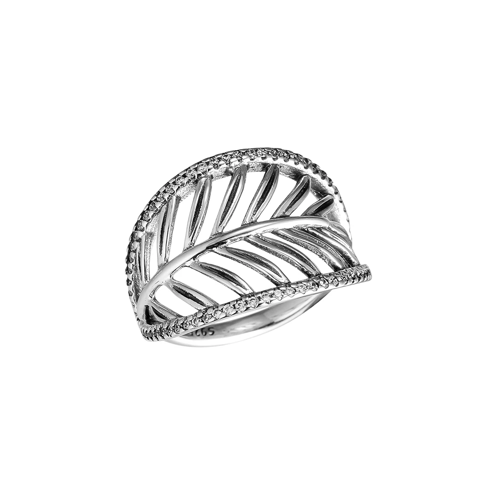 

Authentic 925 Sterling Silver Ring Palm Tree Clear CZ Rings For Women Engagement Wedding Gift Europe Jewelry Wholesale