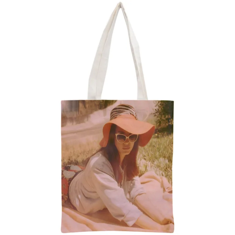 Индивидуальная сумка-тоут Lana Del Rey, многоразовая сумка 30x35 см, двухсторонняя сумка, сумка через плечо, складная Холщовая Сумка для покупок - Цвет: 11