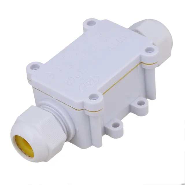 White Outdoor Mini 1 In 1 Out Cable Wire Connectors Junction Box IP68