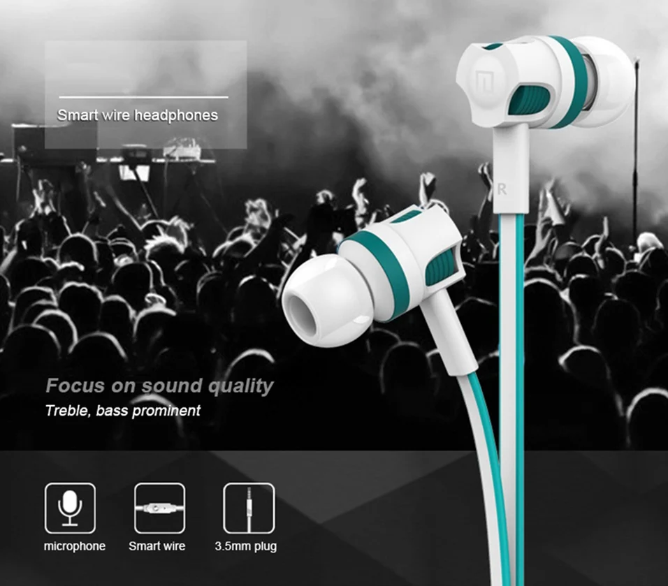 WhaY In-ear Earphone Stereo Bass Earbuds with Mic 3.5mm Flat Wire Headphones for iPhone sony xiaomi Hi-fi Music Sports Earphones (3)