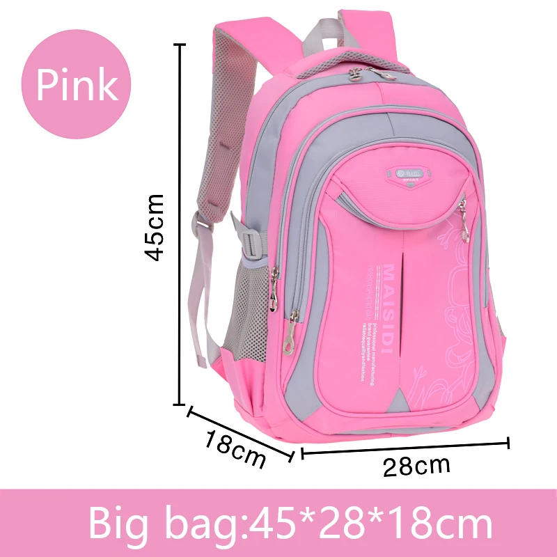 Школьный ранец для начальной школы 1, 3, 4, 6 лет, для мальчиков и девочек, Детский рюкзак на плечи, ультра-светильник, подарок для мальчика 6-12 лет - Цвет: Pink big