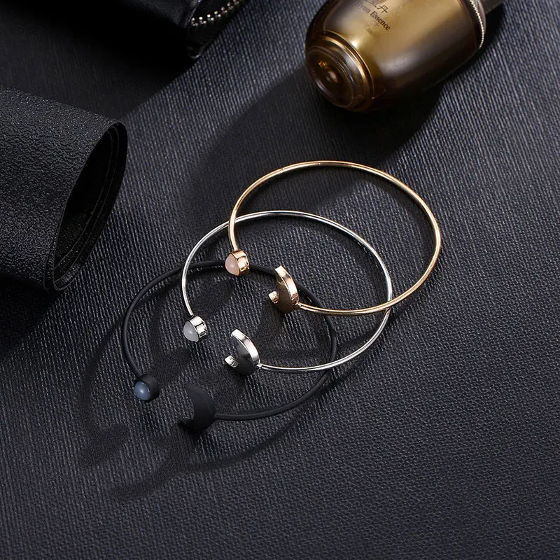 Модные трендовые браслеты-манжеты с Луной, браслеты для женщин, золотой, серебряный цвет, полимерный камень, Открытый браслет, женский браслет в стиле бохо, ювелирное изделие