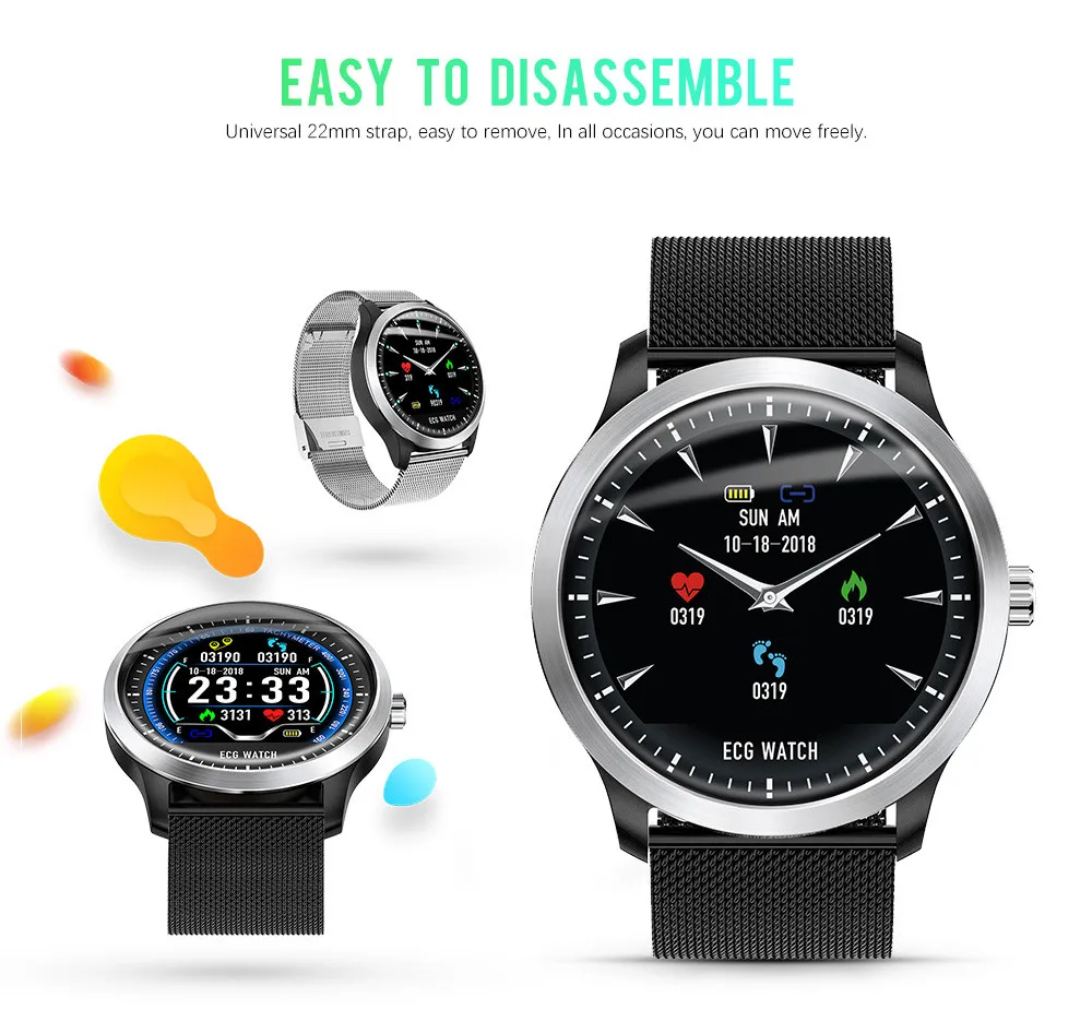 Смарт-часы N58 с поддержкой уведомления о сообщениях, обнаружения сердечного ритма, кровяного давления, умные часы для huawei samsung IOS Android phone