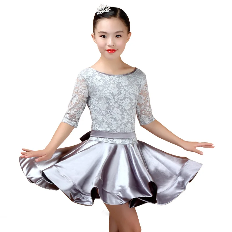 

Lace Latin Dance Dress Multi Colors Girls Rumba Tango Cha Cha Samba Practice Dancing Dresses Children Ballroom Dancewear DC1117