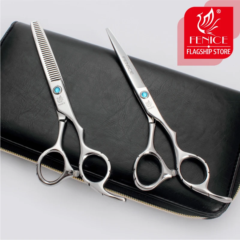 Fenice Professional Japan 440c 5.5 6.0 inch hair scissors set cutting and thinning shears home and barber shop salon tools