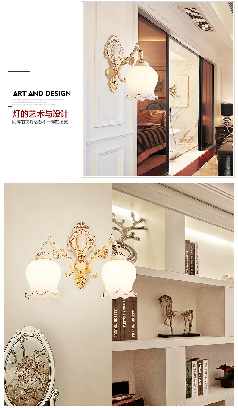 Американский минималистичный прикроватный светильник для коридора, спальни, стеклянный настенный светильник, светодиодный светильник, железная художественная стена с одной головкой, светильники