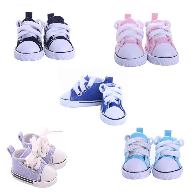 

5CM Fashion Denim Canvas Mini Toy Shoes For Doll Fit For 14.5 Inch Doll Accessories