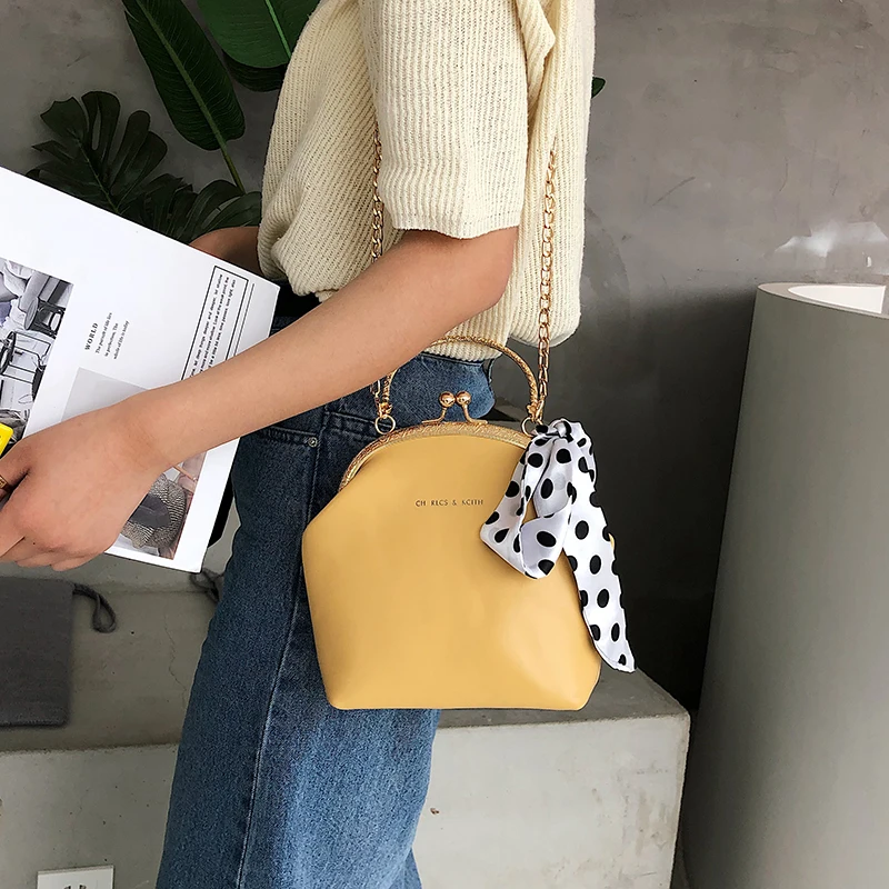 

Litthing 2019 Designer Lady Metal Handle Scarves Dots Ribbons Shell Flap Women Crossbody Bags Female Shoulderbags Bolsa Sac