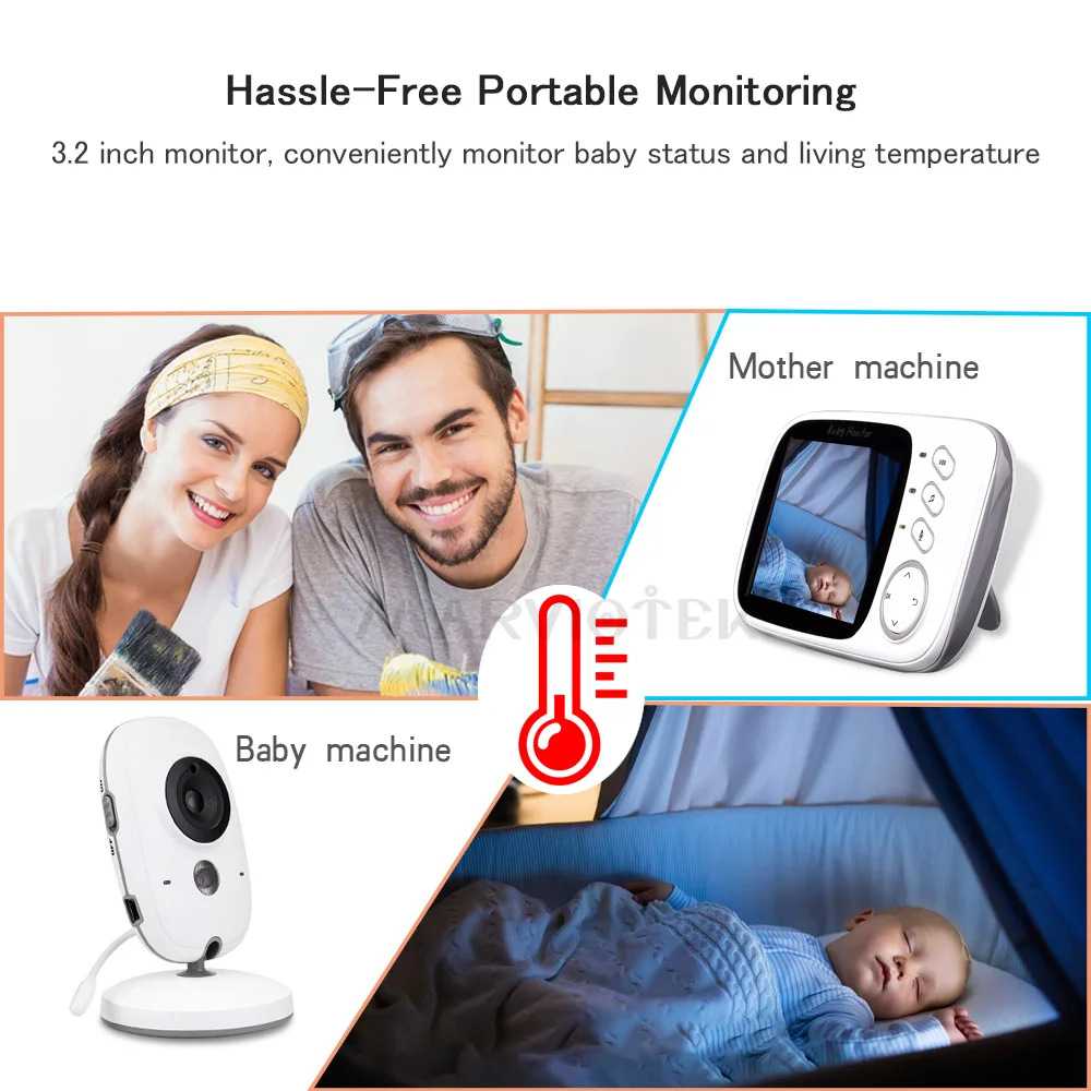 Murah VB603 Video Baby Monitor 2.4G Nirkabel dengan 3.2 Inci LCD 2 Way Audio Talk Night Vision Surveillance Keamanan Kamera babysitter