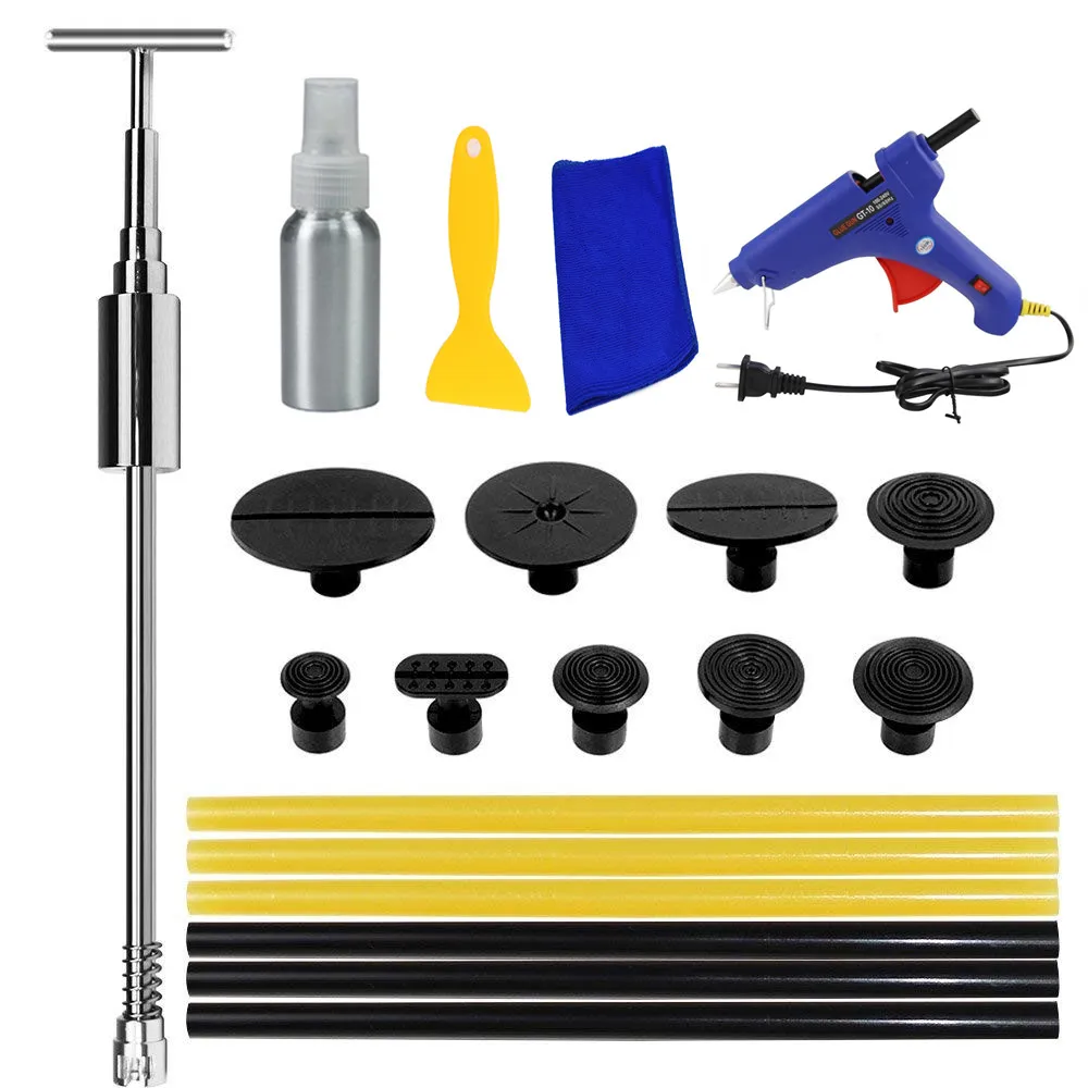 

Paintless Dent Repair Kit Pro PDR Slide Hammer Tools Puller Tabs,Glue Sticks Glue Gun DIY Automobile Body Hail Damage Removal