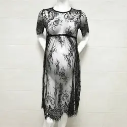 Черный/белый для беременных летние платья для беременных Подставки для фотографий сексуальное кружевное платье элегантный фантазии Для