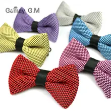 Для мужчин Средства ухода за кожей Шеи Вязаный Галстук-бабочка один Для мужчин s галстук-бабочку Предварительно Связанные Регулируемый вязать с бантом для свадьбы