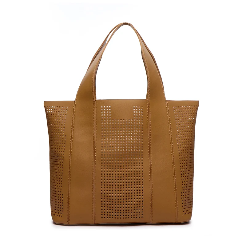 

Women PU Leather Handbag Hollow Shopping Bag Female Casual Tote Bags Soft Shoulder Bag
