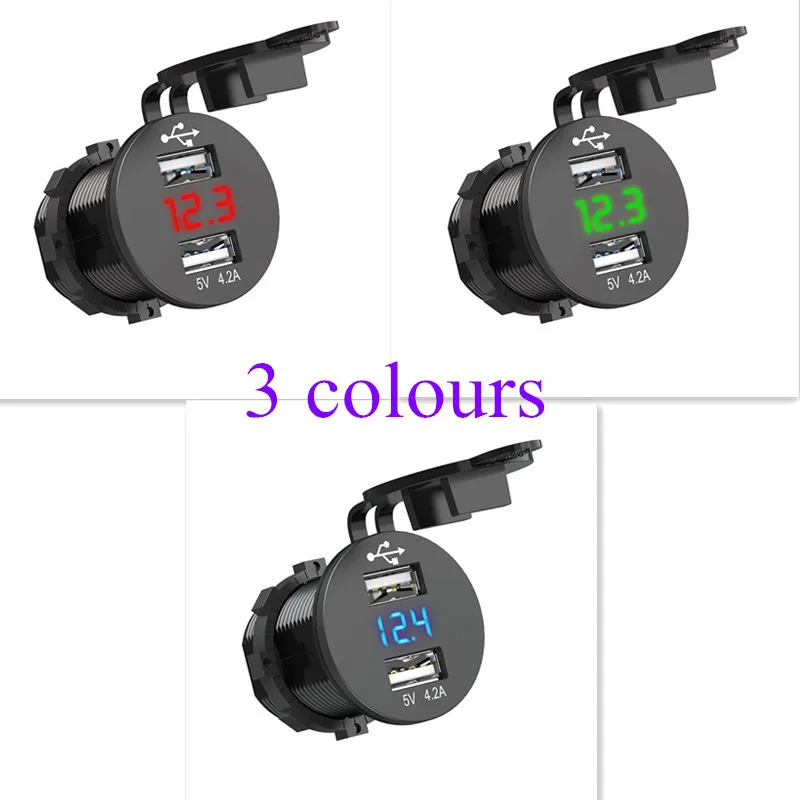 

Dual USB Outlet Car Charger Cigarette Lighter Socket Power Adapter with LED Digital Voltmeter Auto Interior Part Car Accessories