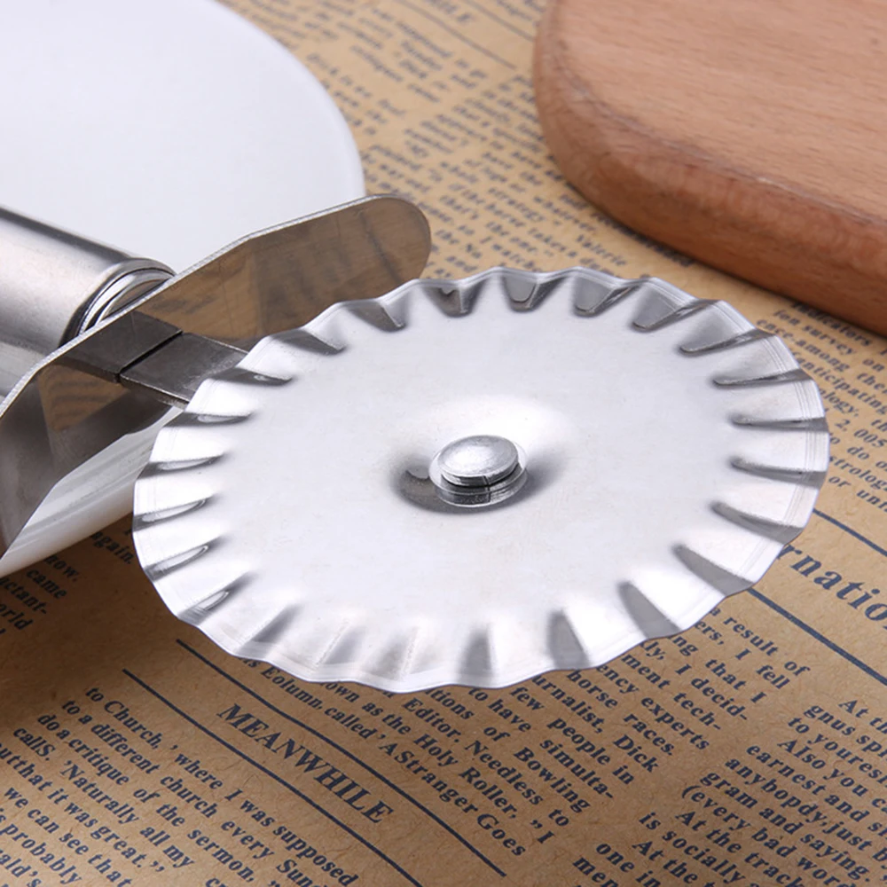 Stainless Steel Double Roller Pizza Cutter Knife Cutting Utensils Pizza Cake Bread Pies Round Cutter Pizza Slicer Wheel Scissor