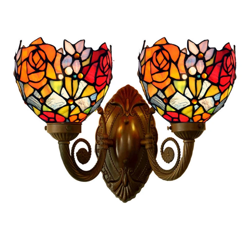 Витражное стекло один светодиодный бра настенный светильник Wandlamp цветок роза