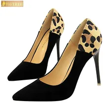 BIGTREE women pumps 10.5CM thin high heel shallow mouth Pointed Toe sexy night shop thin suede color leopard print shoes цена BIGTREE women pumps 10.5CM thin high heel shallow mouth Pointed Toe sexy night shop thin suede color leopard print shoes цены онлайн