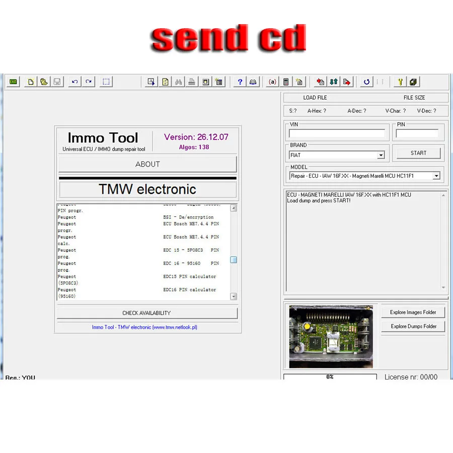 ECU Immo инструмент ремонт программного обеспечения иммобилайзер программное обеспечение v26. 12,2007+ разблокированный Keygen - Цвет: send cd