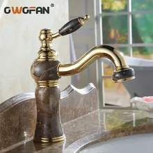 European Style Marble Solid Brass Basin Faucet Luxury Jade Rose Gold Bathroom Accessories Single Handle Mixer Sink Tap AL-8901K