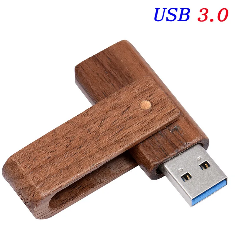 JASTER USB 3,0 лазерная гравировка логотип на заказ Деревянный вращающийся usb флеш-накопитель перевернуть флешки 64 ГБ 16 ГБ 32 ГБ карта памяти - Цвет: Walnut wood