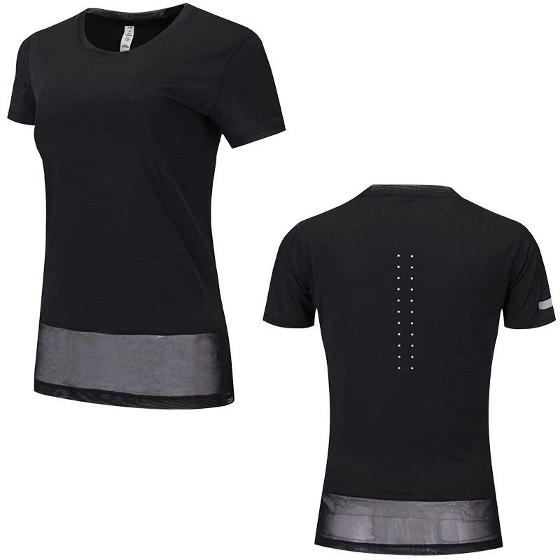 women t-shirts sport Женская рубашка для йоги,, топ для фитнеса, тренировок, спорта, бега, Лоскутная Сетка, длинный, свободный, короткий рукав, новинка, для тренировок, женская футболка - Цвет: women t-shirts sport