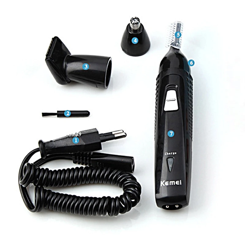 

Kemei 3-In-1 Rechargeable Electric Nose Hair Trimmer Ear Sideburns Cutter Cleaner Facial Care Machine Nose&Ear Clipper KM-309