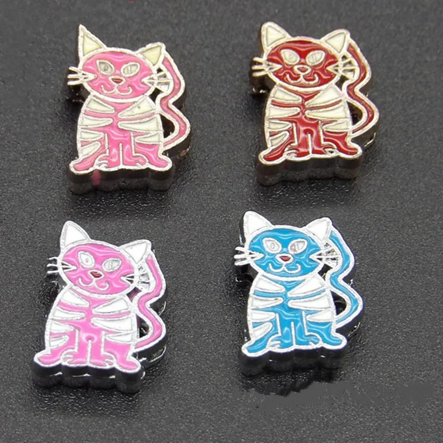 Wholesale 20PCS/Lot 8MM Cat Slide Charms Mixed Colors Fit for 8MM