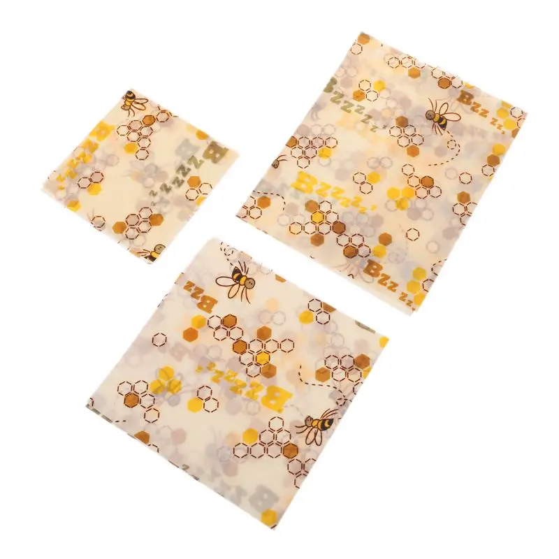 3pcs/set Reusable Food Wrap Seal Fresh Keeping Lid Cover Cling Film Beeswax Preservation Cloth Kitchen Tools#530