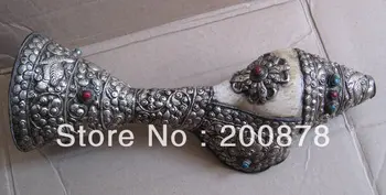 

TBC952 Tibetan White Metal Copper Capped Sea Snail Handicrafts,14'',Buddhist collectibles,Tibet collectibles