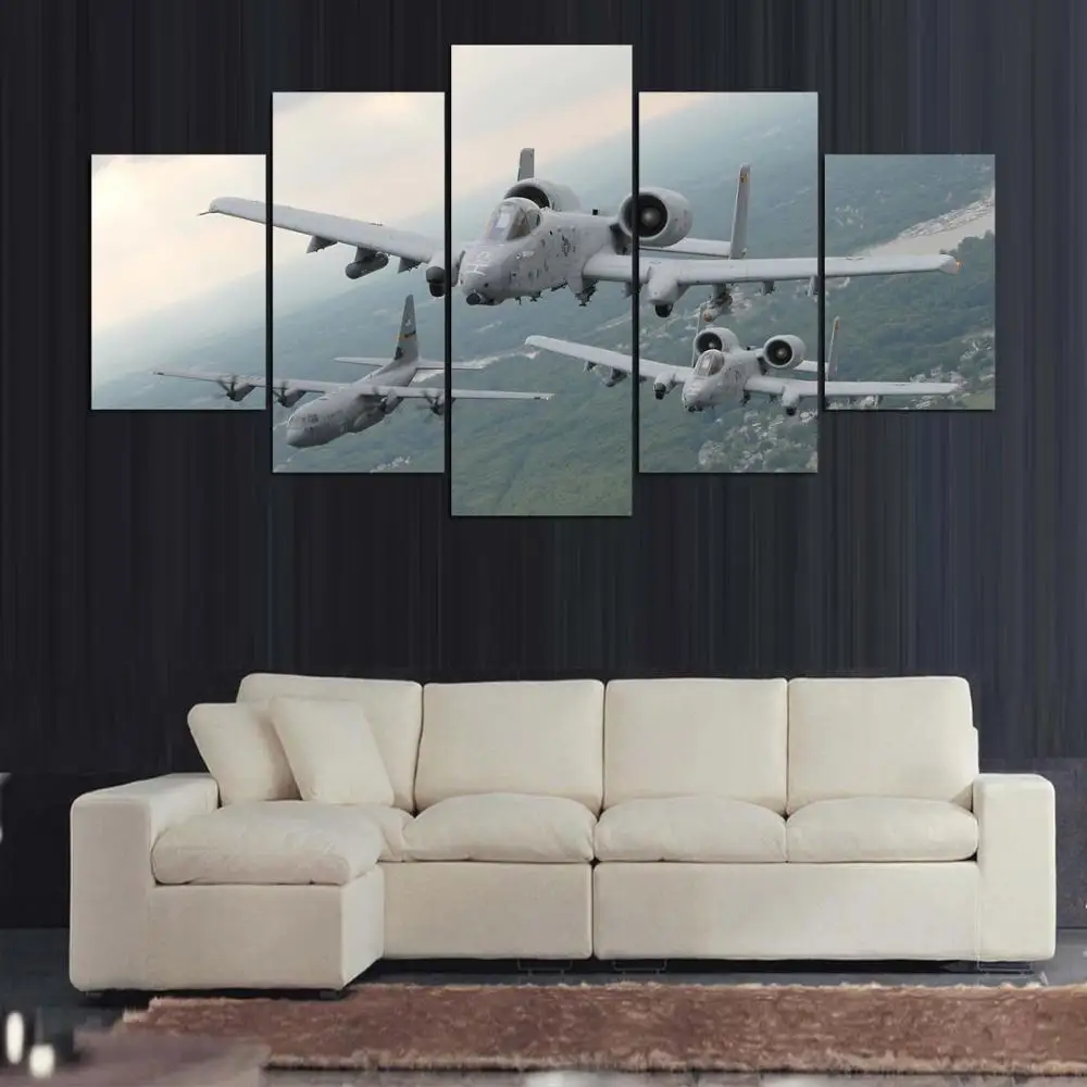 

Posters Prints 5 Panel Military Aircraft Canvas Painting Wall Modular Pictures For Living Room Home Decor Canvas Wall Art