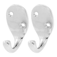 New! 2 Pcs Silver Tone Metal Hook Towel Shower Cap Hanger Rack
