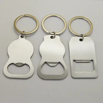 

New Arrived 100Pcs Personalised Engraved Stainless Steel Bottle Opener DIY Beer Bar Gift With Key Chain -DHL Free ship