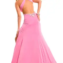 free shipping sexy new Design V neck sexy crystal vestidos formales pink long open back party prom gown Graduation Dresses