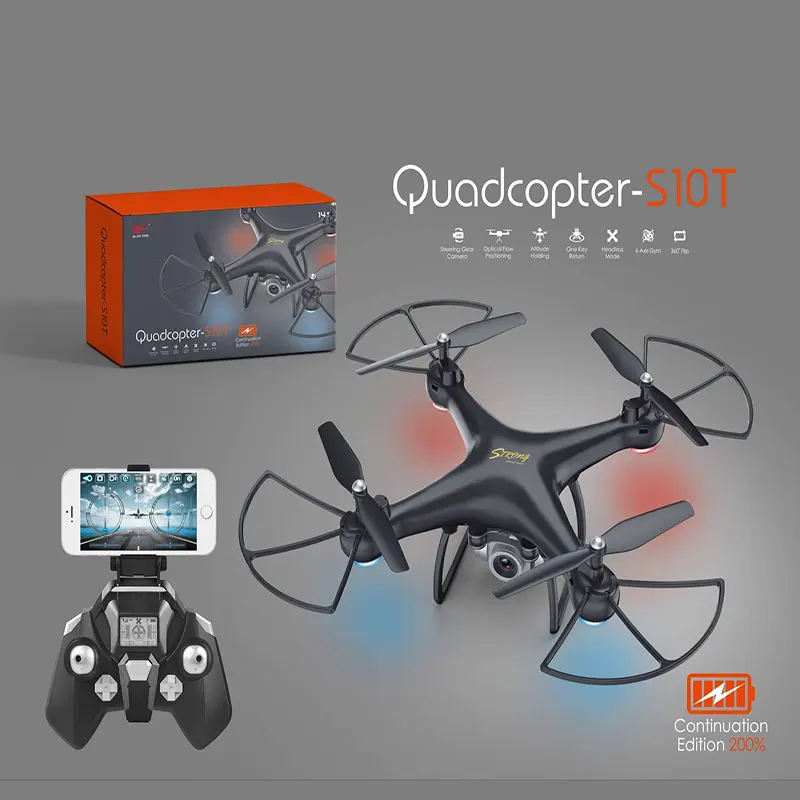 Upgrade S10T RC Дрон с рулевой передачей Регулируемая HD камера 2MP широкий угол удержания