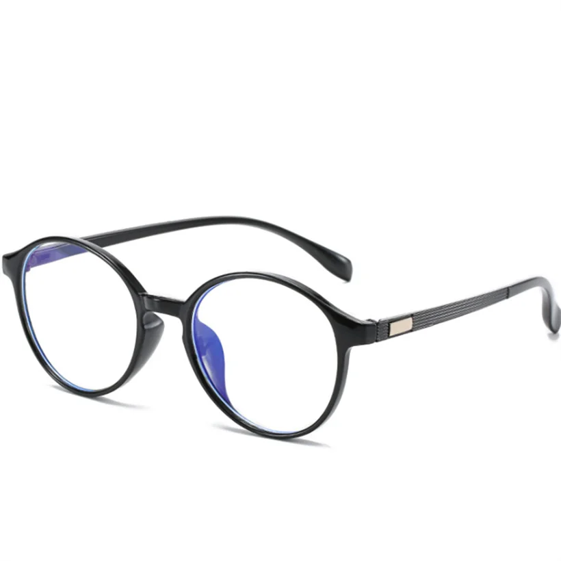 YOOSKE, фирменный дизайн, анти-синий светильник, очки для женщин и мужчин, оптическая оправа для очков, круглая оправа для очков, прозрачные Линзы для очков - Цвет оправы: Lblack