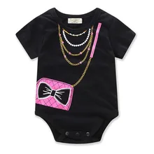 Newborn Baby Clothes Cute Short Sleeve Cotton Baby Rompers Girl Boy Black Jumpsuit Clothing Roupas Bag Printed Infantil Costumes