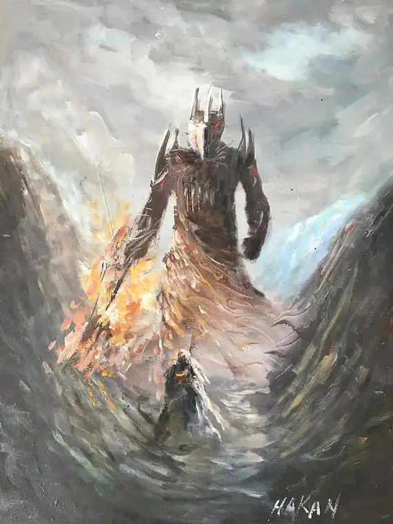 Melkor vs Fingolfin Epic Fantasy картина маслом | Властелин колец, Толкин, искусство стены, домашний декор, подарки для нее, Подарки для него