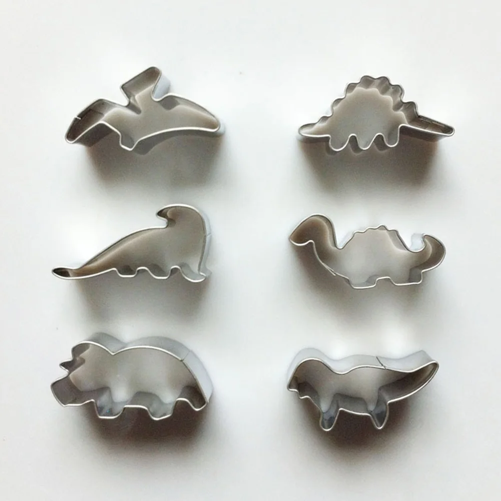 

6pcs Baking Tool Biscuit Fondant Dinosaur Shape Stainless Steel Cake Mold Fruit Vegetable Decorating Cookie Cutter DIY Kitchen