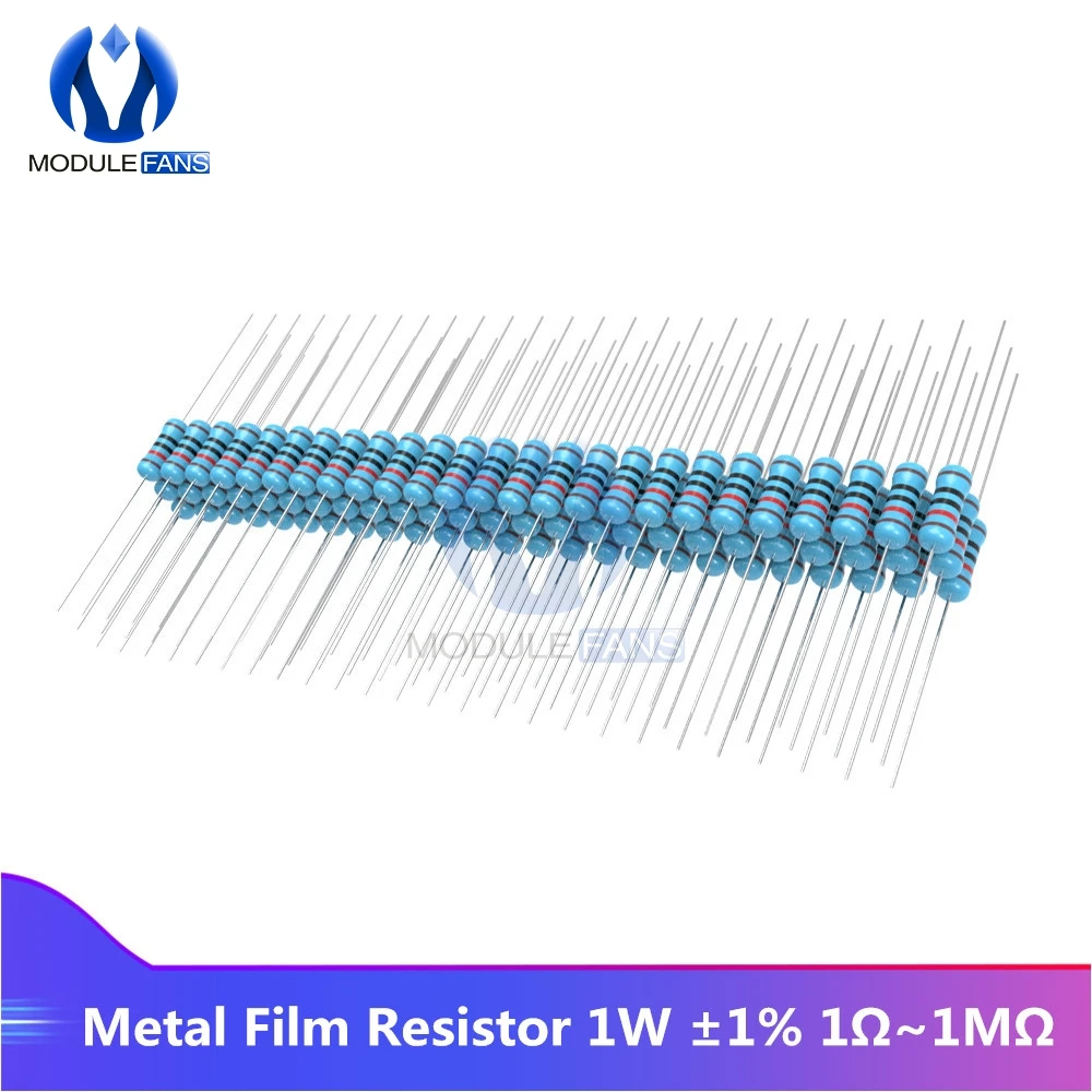 

100PCS Metal Film Resistor 1% +1% -1% 1W 1R-1M Ohm Resistance Diy Electronic