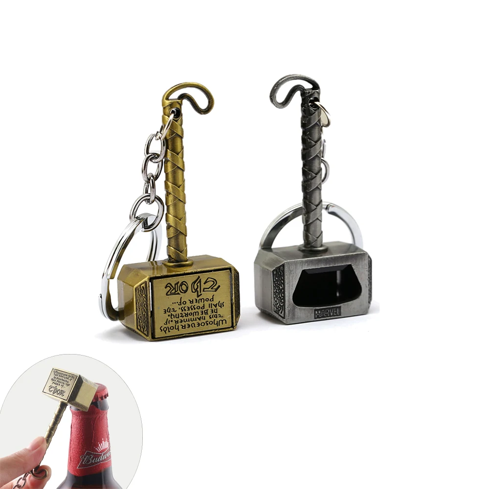 

Avengers Thor Hammer Bottle Opener Keychain Cap Remover Metal Mjolnir Shaped Pendant Keyrings Men Women Jewelry llaveros