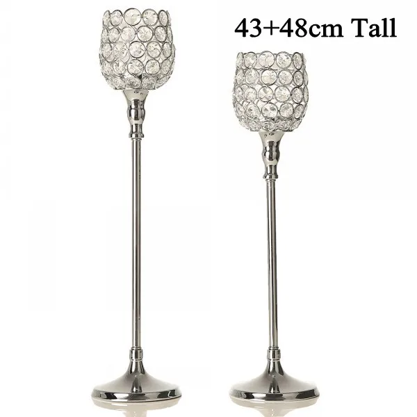 43cm and 48cm Silver Серебряная Хрустальная подставка для свечей свадебное украшение для стола подсвечники для подарков на день отца украшения дома - Цвет: 43cm and 48cm Silver