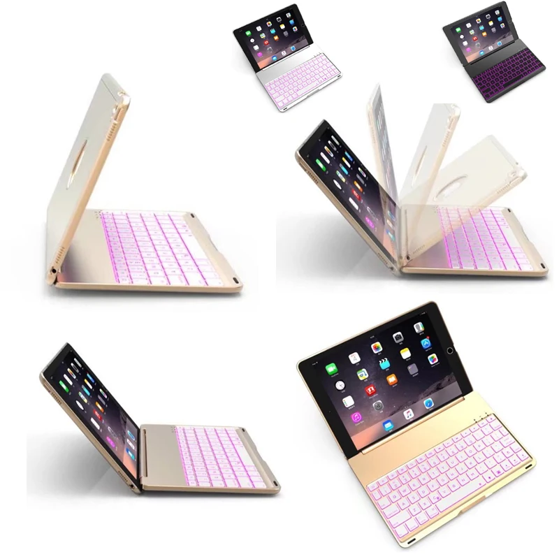 

For ipad 5 ipadAir1 7 Colors Backlit Light Wireless Bluetooth Keyboard Case Cover For iPad 9.7 New 2017 A1822 A1823 newipad 2018